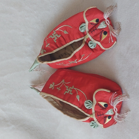 Other - Antique 1920s Chinese silk tiger baby booties slippers embroidered